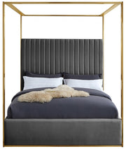 Jones Velvet King Bed Grey - Gate FurnitureKing Bed
