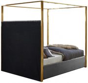 Jones Velvet King Bed Grey - Gate FurnitureKing Bed