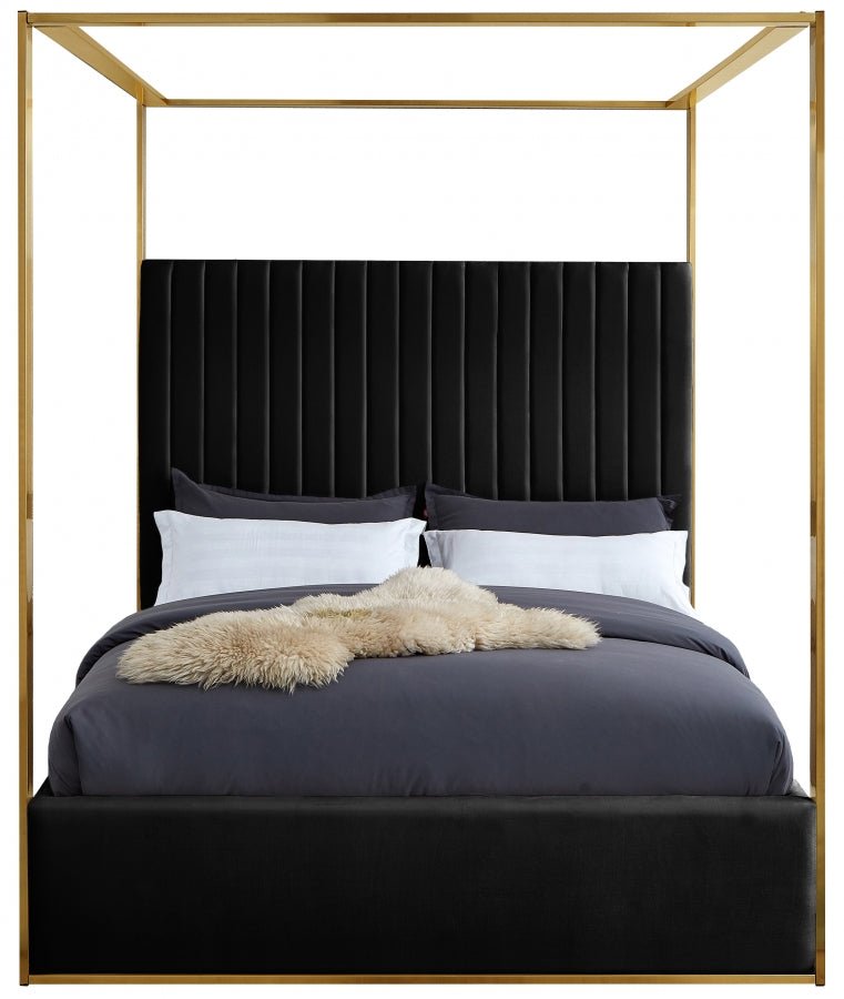 Jones Velvet Queen Bed Black - Gate FurnitureQueen Bed