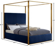 Jones Velvet Queen Bed Blue - Gate FurnitureQueen Bed