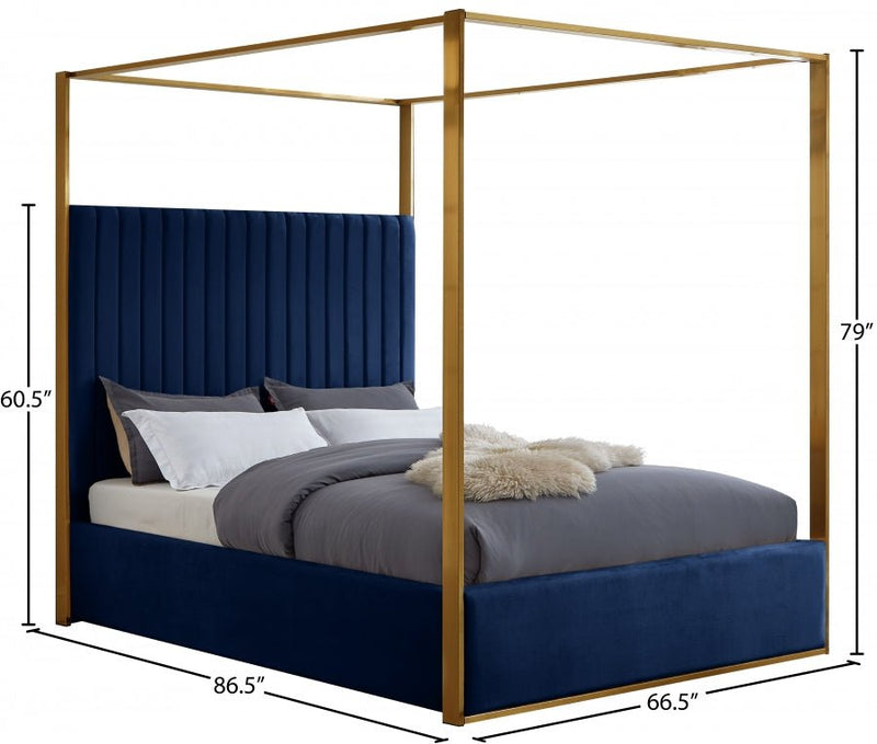 Jones Velvet Queen Bed Blue - Gate FurnitureQueen Bed