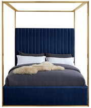Jones Velvet Queen Bed Blue - Gate FurnitureQueen Bed