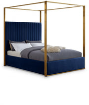 Jones Velvet Queen Bed Blue - Gate FurnitureQueen Bed