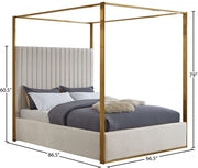Jones Velvet Queen Bed Cream - Gate FurnitureQueen Bed