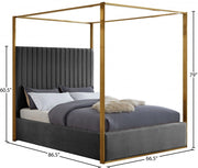 Jones Velvet Queen Bed Grey - Gate FurnitureQueen Bed