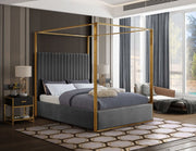 Jones Velvet Queen Bed Grey - Gate FurnitureQueen Bed