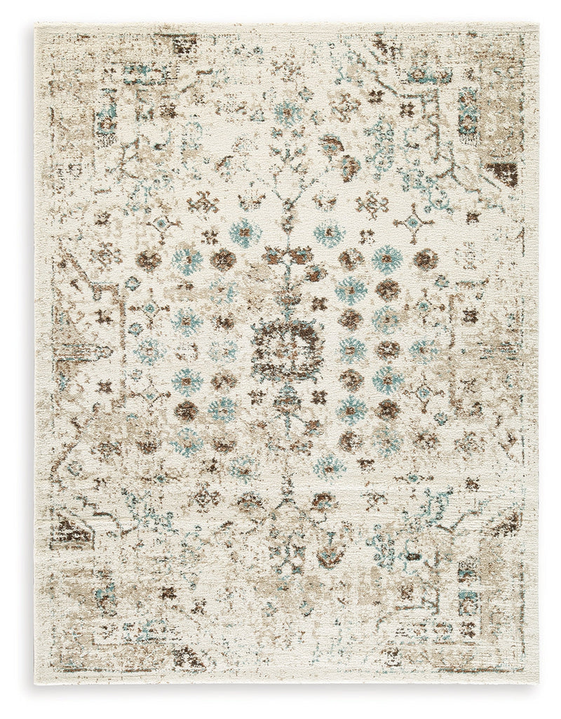 Jossler Ivory/Brown/Teal Medium Rug - R407072