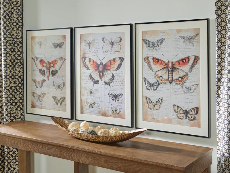 Jossletts Orange/Black/Ivory Wall Art (Set of 3) - A8000490