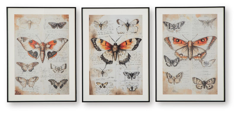 Jossletts Orange/Black/Ivory Wall Art (Set of 3) - A8000490