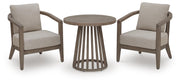 Joy Lagoon Beige Outdoor Chairs with Cushions/Table (Set of 3) - PCP310-050
