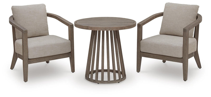 Joy Lagoon Beige Outdoor Chairs with Cushions/Table (Set of 3) - PCP310-050
