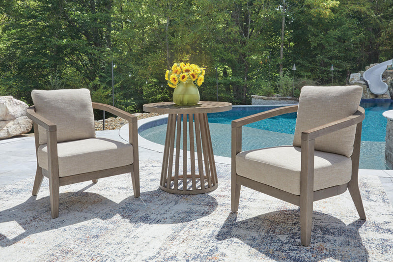 Joy Lagoon Beige Outdoor Chairs with Cushions/Table (Set of 3) - PCP310-050