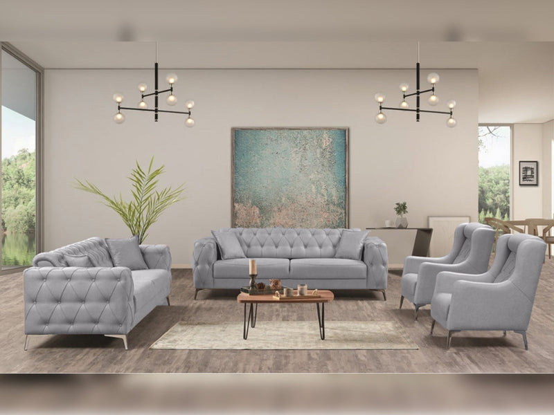 Joza 3-pieces (Sofa & Loveseat & Chair) Livingroom Set Grey in Grey - 101-JOZ-ZER744-321