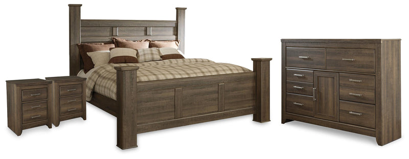 Juararo California King Poster Bed, Dresser and 2 Nightstands - B251B47
