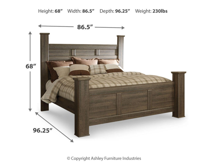 Juararo California King Poster Bed, Dresser and 2 Nightstands - B251B47
