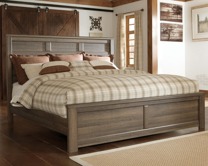 Juararo Dark Brown King Panel Bed and 2 Nightstands - B251B45