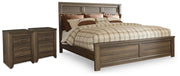 Juararo Dark Brown King Panel Bed and 2 Nightstands - B251B45