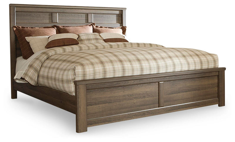 Juararo Dark Brown King Panel Bed and 2 Nightstands - B251B45