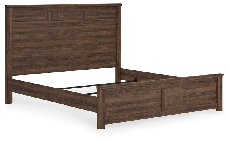 Juararo Dark Brown King Panel Bed and 2 Nightstands - B251B45