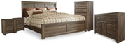 Juararo Dark Brown King Panel Bed, Dresser, Chest and 2 Nightstands - B251B39
