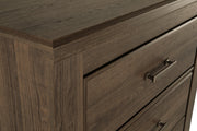 Juararo Dark Brown King Poster Bed, Chest and Nightstand - B251B34