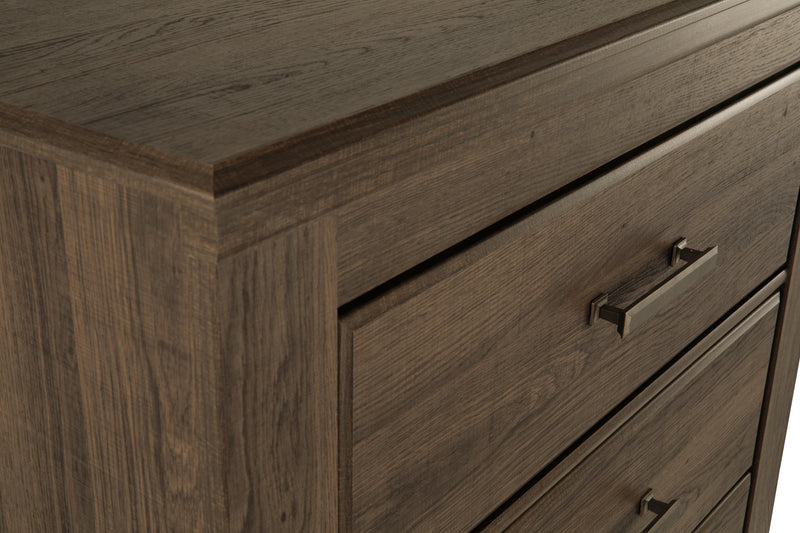 Juararo Dark Brown King Poster Bed, Chest and Nightstand - B251B34