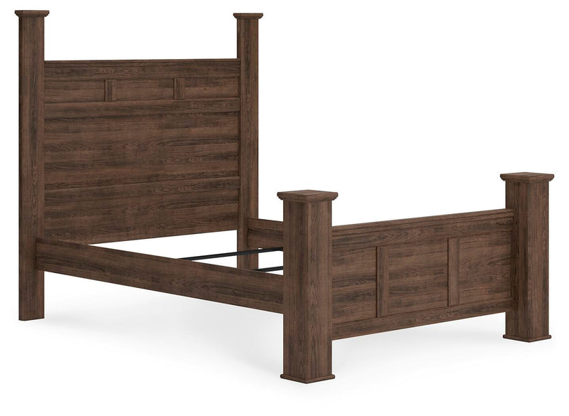 Juararo Dark Brown Queen Poster Bed and 2 Chests - B251B29