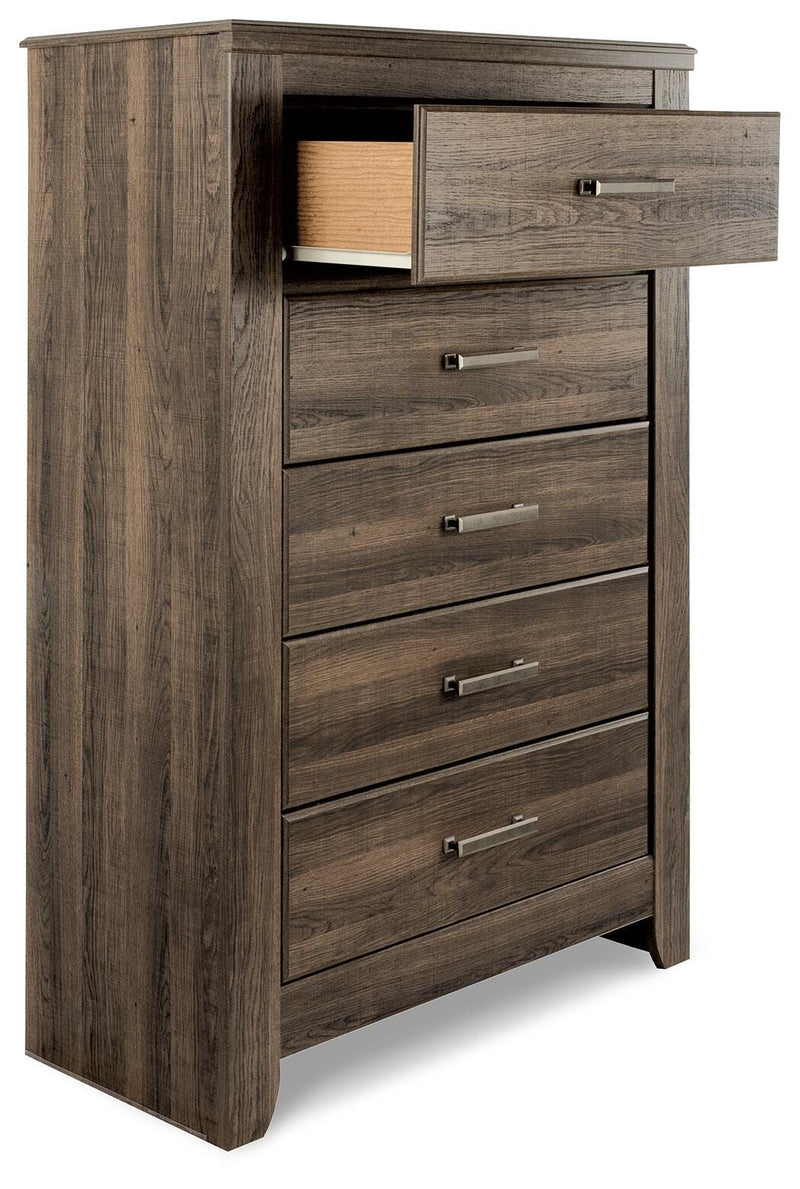 Juararo Dark Brown Queen Poster Bed and 2 Chests - B251B29