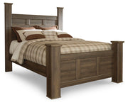 Juararo Dark Brown Queen Poster Bed and 2 Nightstands - B251B38