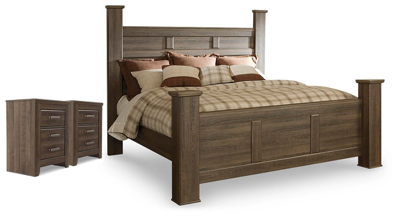 Juararo King Poster Bed and 2 Nightstands - B251B53