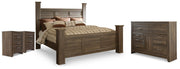 Juararo King Poster Bed, Dresser and 2 Nightstands - B251B51