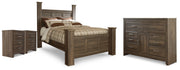 Juararo Queen Poster Bed, Dresser and 2 Nightstands - B251B48
