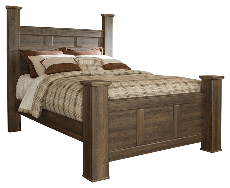 Juararo Queen Poster Bed with Dresser in Dark Brown - PKG004064