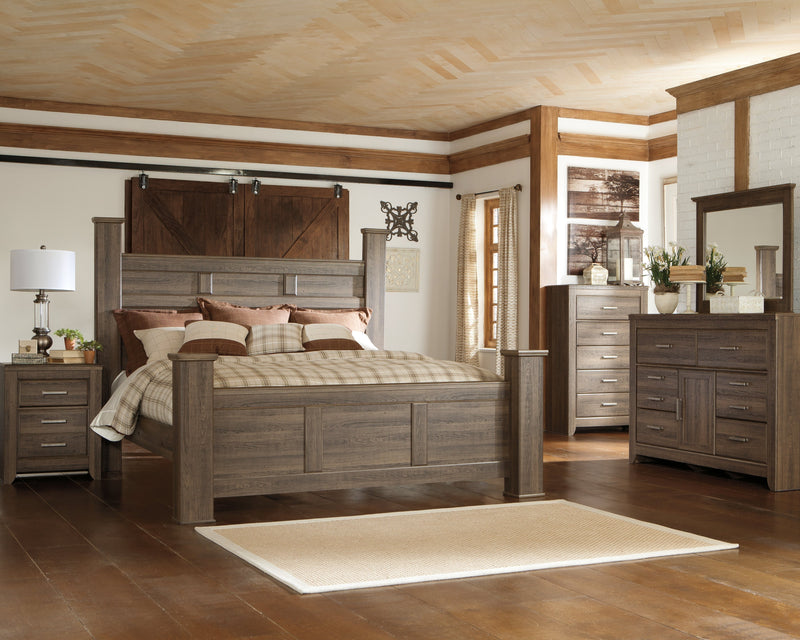 Juararo Queen Poster Bed with Dresser in Dark Brown - PKG004064