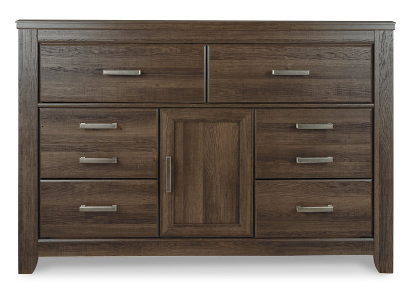 Juararo Queen Poster Bed with Dresser in Dark Brown - PKG004064