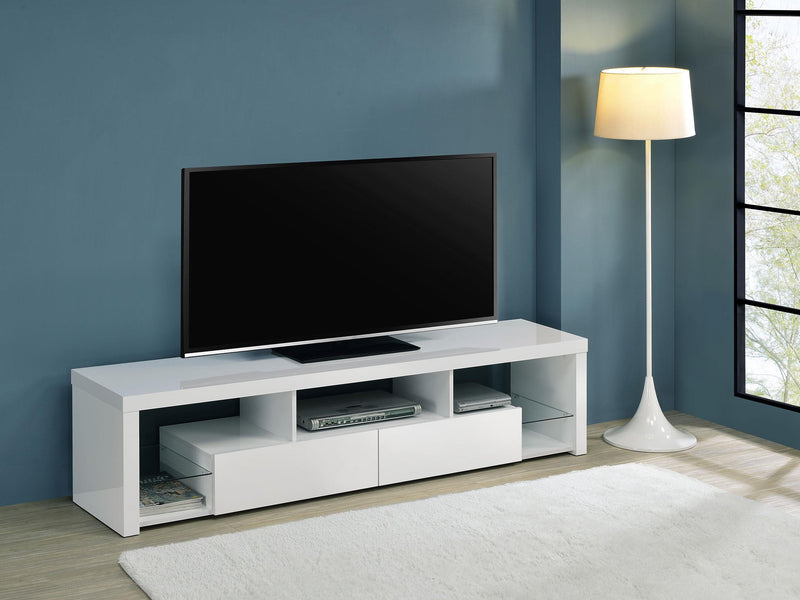 Jude 2-drawer Engineered Wood 71-inch TV Stand High Gloss White - 704251