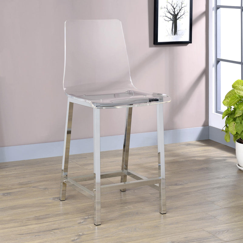 Juelia Clear Acrylic Counter Chair Chrome (Set of 2) - 100265