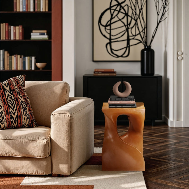 Jula Concrete End Table in Terracotta - 626Terracotta-ET