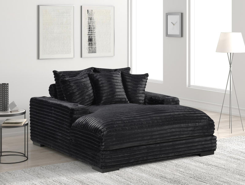 Julia - Black Chaise Lounge with Two Cup Holder, USB Type-C - L720-CH
