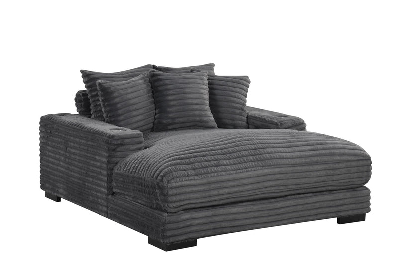 Julia - Charcoal Chaise Lounge with Two Cup Holder, USB Type-C - L722-CH