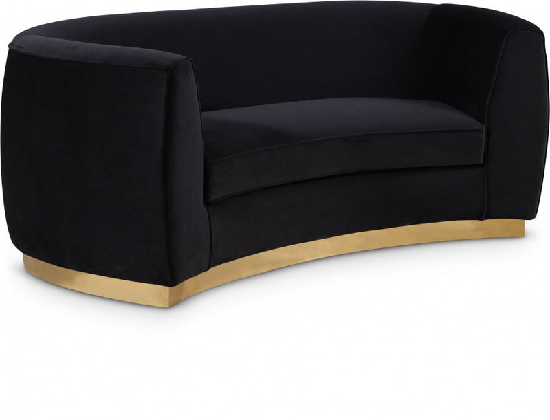 Julian 70.5" Velvet Upholstered Loveseat in Black - 620Black-L