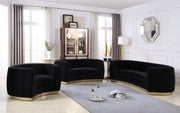 Julian 70.5" Velvet Upholstered Loveseat in Black - 620Black-L