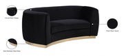 Julian 70.5" Velvet Upholstered Loveseat in Black - 620Black-L