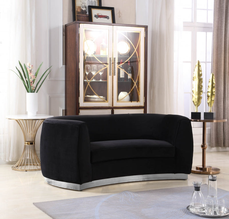 Julian 70.5" Velvet Upholstered Loveseat in Black - 621Black-L