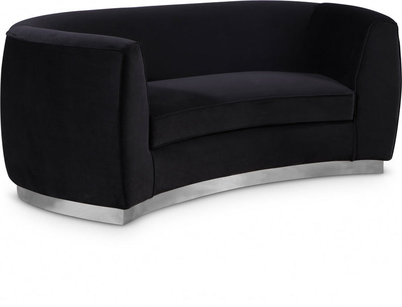 Julian 70.5" Velvet Upholstered Loveseat in Black - 621Black-L