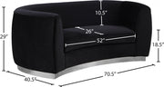 Julian 70.5" Velvet Upholstered Loveseat in Black - 621Black-L
