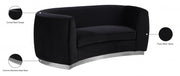 Julian 70.5" Velvet Upholstered Loveseat in Black - 621Black-L