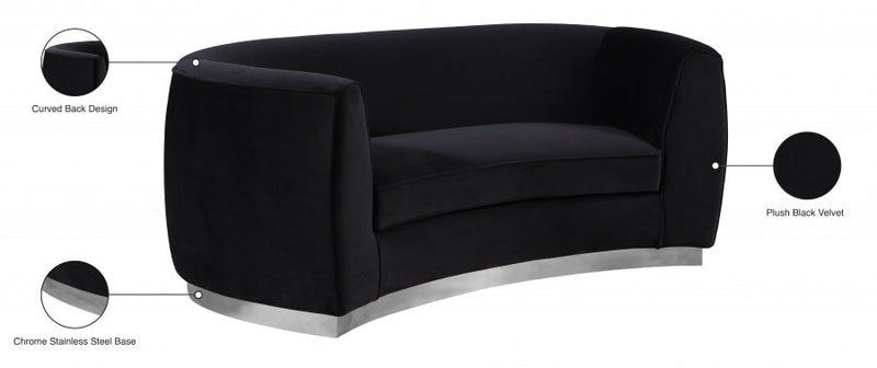 Julian 70.5" Velvet Upholstered Loveseat in Black - 621Black-L