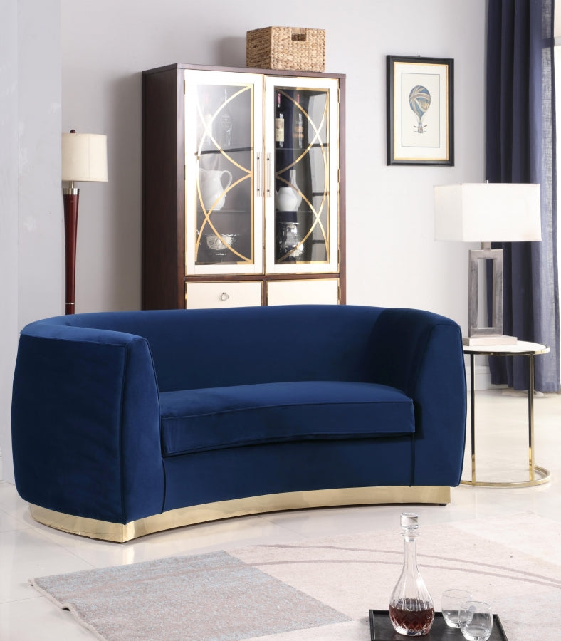 Julian 70.5" Velvet Upholstered Loveseat in Blue - 620Navy-L