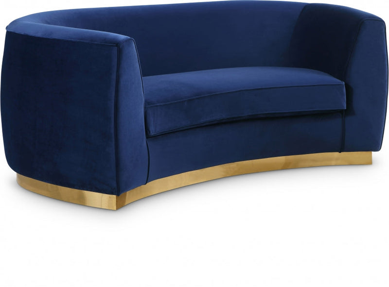 Julian 70.5" Velvet Upholstered Loveseat in Blue - 620Navy-L